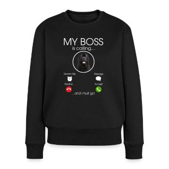 Neufundländer my Boss - Frauen Premium Bio Pullover - Schwarz - Vorne - Julia (174cm)