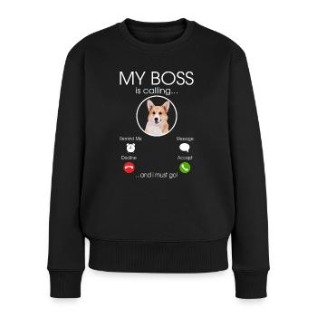 Welsh Corgi my Boss - Pull Premium bio Femme - noir - Devant - Julia (174cm)
