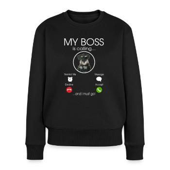 Moustache my Boss - Pull Premium bio Femme - noir - Devant - Julia (174cm)