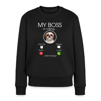 Shih Tzu my Boss - Pull Premium bio Femme - noir - Devant - Julia (174cm)