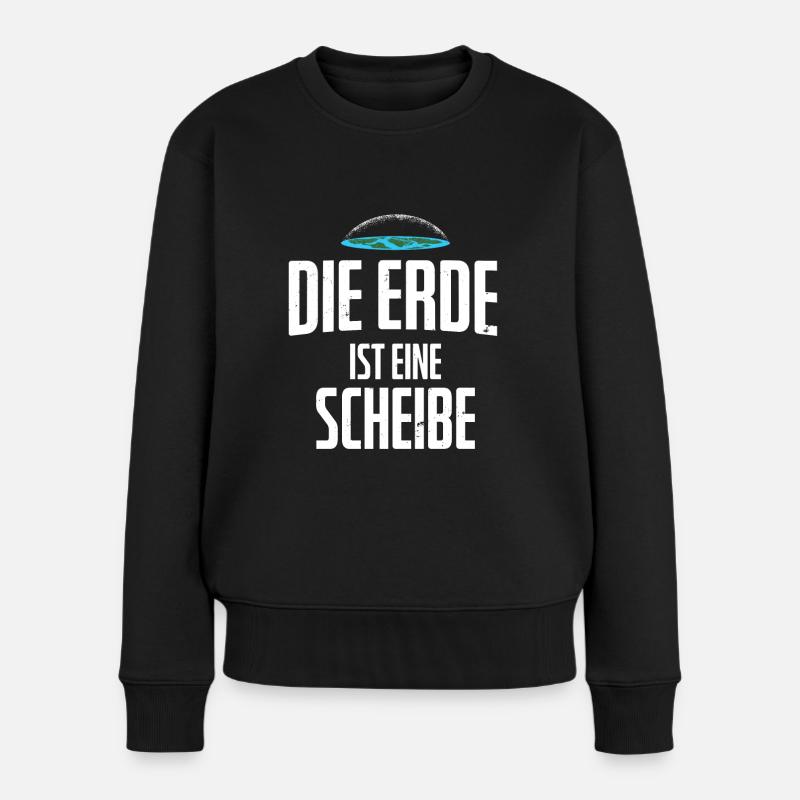 Flat Earth Flache Erde Anhänger Flat Earthler - Frauen Premium Bio Pullover - Schwarz