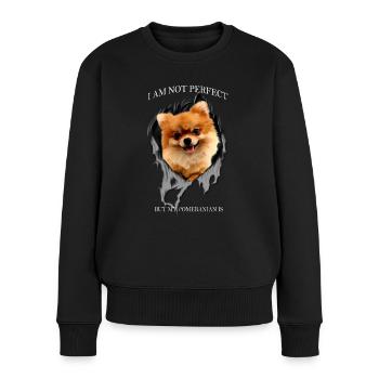 Mon Poméranien est parfait - Pull Premium bio Femme - noir - Devant - Julia (174cm)