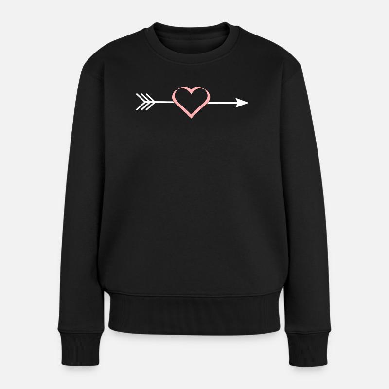 pinkes Herz rosa rot Pfeil Herzen Valentinstag - Frauen Premium Bio Pullover - Schwarz