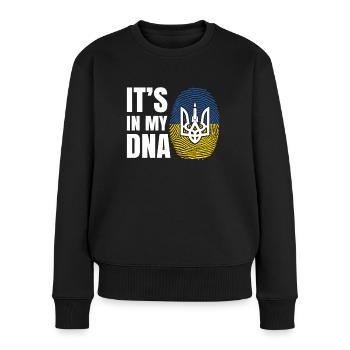Ukraine its My DNA für Ukraine Helfer mit Herz - Frauen Premium Bio Pullover - Schwarz - Vorne - Julia (174cm)
