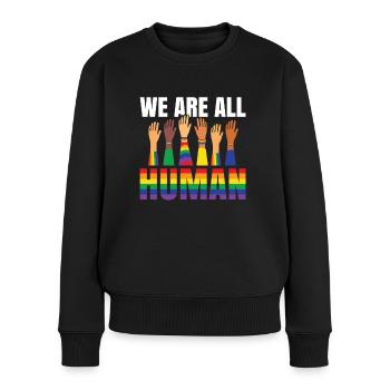 We are all Human Hände LGBT Support Flagge Gay - Frauen Premium Bio Pullover - Schwarz - Vorne - Julia (174cm)