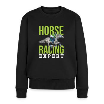 Pferdesport Lustiges Englisches Pferderennen - Frauen Premium Bio Pullover - Schwarz - Vorne - Julia (174cm)