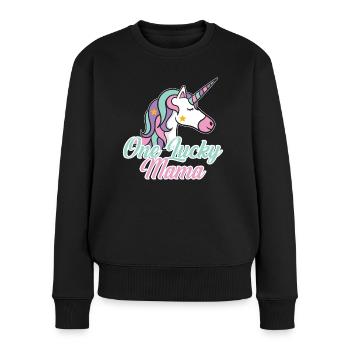 Einhorn Mama Muttertag - Frauen Premium Bio Pullover - Schwarz - Vorne - Julia (174cm)