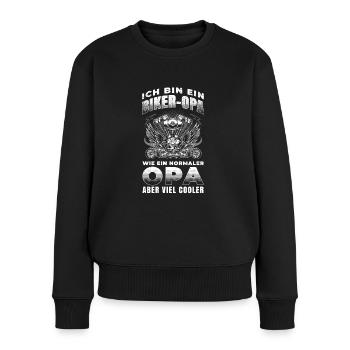 Ich bin Biker Opa wie ein normaler Opa aber viel - Frauen Premium Bio Pullover - Schwarz - Vorne - Julia (174cm)