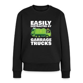 Leicht Von Müllwagen Abgelenkt - Frauen Premium Bio Pullover - Schwarz - Vorne - Julia (174cm)