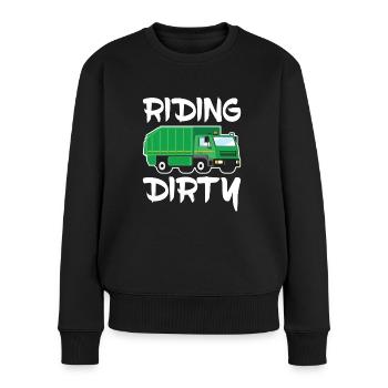 Reiten Schmutzige Lustige Müllwagen-designs - Frauen Premium Bio Pullover - Schwarz - Vorne - Julia (174cm)