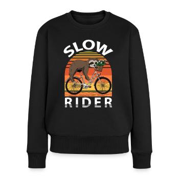 Bicycle Sloth - Slow Rider - Women's Premium Organic Jumper - black - Front - Julia (174cm)