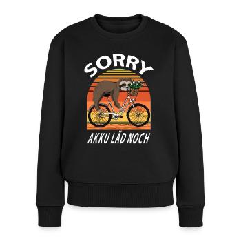 Fahrrad Faultier - Sorry Akku läd noch - Frauen Premium Bio Pullover - Schwarz - Vorne - Julia (174cm)