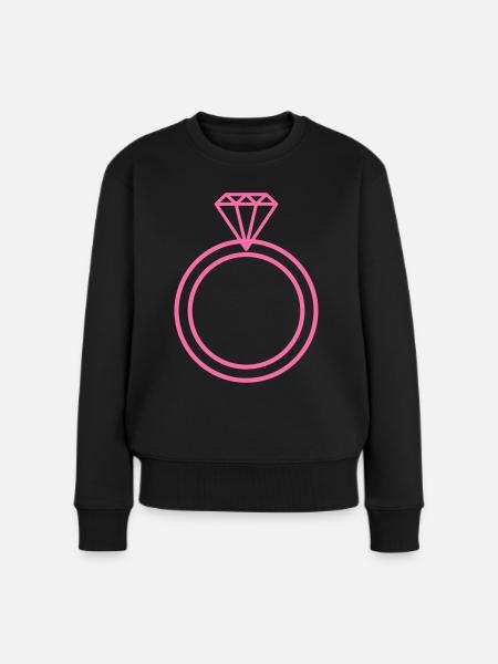 Diamantring Heiratsantrag Verlobung - Frauen Premium Bio Pullover - Schwarz