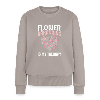 Binding flowers Is My Therapy - Women's Premium Organic Jumper - taupe - Front - Julia (174cm)