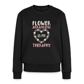Lier des fleurs est ma thérapie - Pull Premium bio Femme - noir - Devant - Julia (174cm)