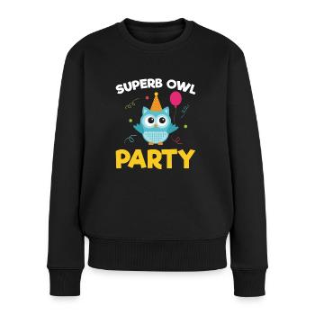Tolle Eulenparty Für Alle Eulenfans - Frauen Premium Bio Pullover - Schwarz - Vorne - Julia (174cm)