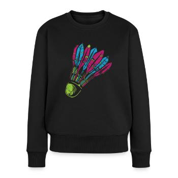 Badminton - Frauen Premium Bio Pullover - Schwarz - Vorne - Julia (174cm)