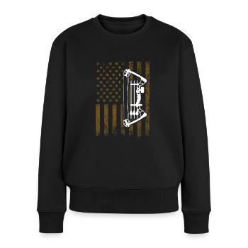 Bogenschießen Compound Bogen Design Für Bogen Fan - Frauen Premium Bio Pullover - Schwarz - Vorne - Julia (174cm)