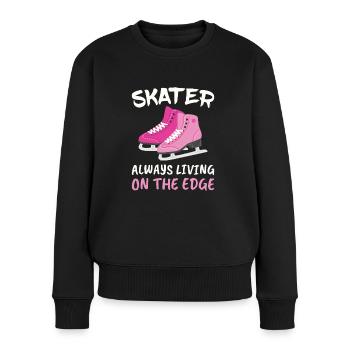 Eiskunstläuferin Lebt Immer Am Rande Des Abgrunds - Frauen Premium Bio Pullover - Schwarz - Vorne - Julia (174cm)