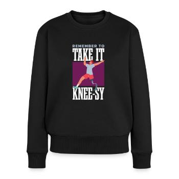 Denken Sie Daran, Für Alle Sportfans Das Knie Zu - Frauen Premium Bio Pullover - Schwarz - Vorne - Julia (174cm)