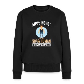 50 % robot 50 % human 100 % ingenious - Women's Premium Organic Jumper - black - Front - Julia (174cm)