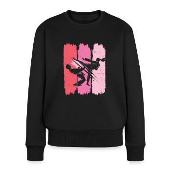 Lustiges Retro-karate-kampfsport-design - Frauen Premium Bio Pullover - Schwarz - Vorne - Julia (174cm)