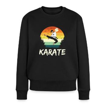 Lustige Retro Karate Kampf Sport Design Geschenk - Frauen Premium Bio Pullover - Schwarz - Vorne - Julia (174cm)