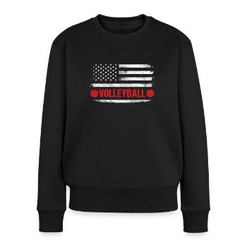 Volleyball America Volleyball Design Für Sportfan - Frauen Premium Bio Pullover - Schwarz - Vorne - Julia (174cm)