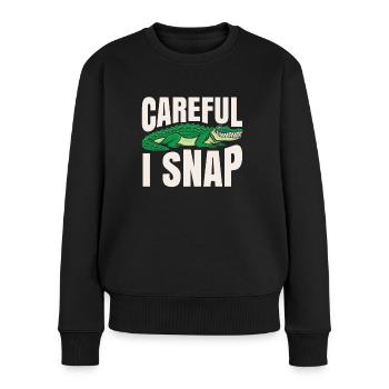 Vorsicht Beim Schnappen Für Alligator-fan - Frauen Premium Bio Pullover - Schwarz - Vorne - Julia (174cm)