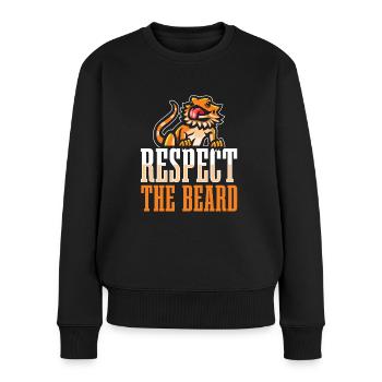 Respektiere Den Bart Für Alle Lizard Fans - Frauen Premium Bio Pullover - Schwarz - Vorne - Julia (174cm)