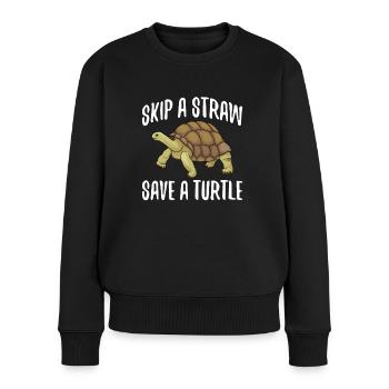 Skip A Straw Save A Turtle for all Turtle fans - Women's Premium Organic Jumper - black - Front - Julia (174cm)