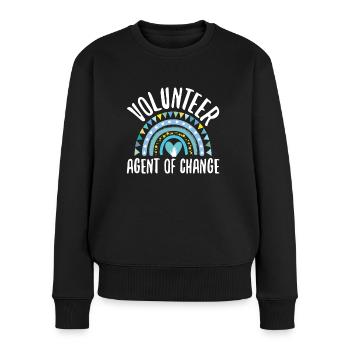 Volunteer Agent Of Change Für Alle Ehrenamtlichen - Frauen Premium Bio Pullover - Schwarz - Vorne - Julia (174cm)
