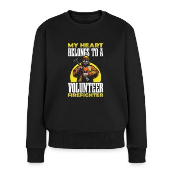 Mein Herz Gehört Einem Freiwilligen Feuerwehrmann - Frauen Premium Bio Pullover - Schwarz - Vorne - Julia (174cm)
