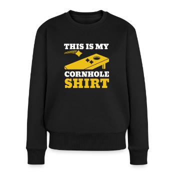 Dies Ist Mein Cornhole Shirt Für Cornhole Bean Bag - Frauen Premium Bio Pullover - Schwarz - Vorne - Julia (174cm)