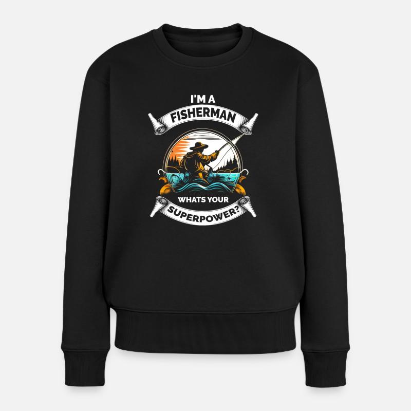 Pêcheur de pêche vintage - Pull Premium bio Femme - noir