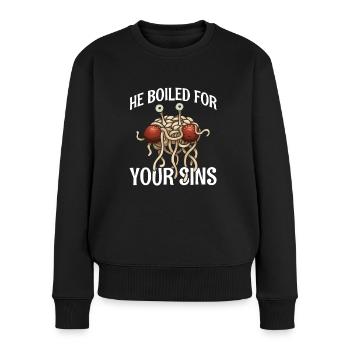Er Kochte Für Eure Sünden Für Religionsfreunde - Frauen Premium Bio Pullover - Schwarz - Vorne - Julia (174cm)