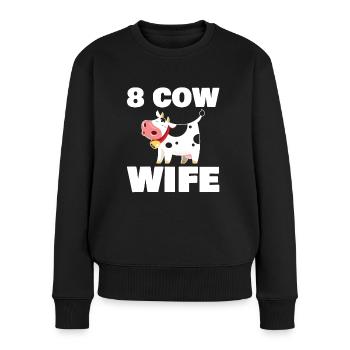 8 Cow woman for cult fan - Women's Premium Organic Jumper - black - Front - Julia (174cm)