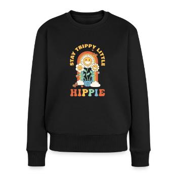 Bleiben Sie Trippy Kleiner Hippie Für Alle Hippies - Frauen Premium Bio Pullover - Schwarz - Vorne - Julia (174cm)