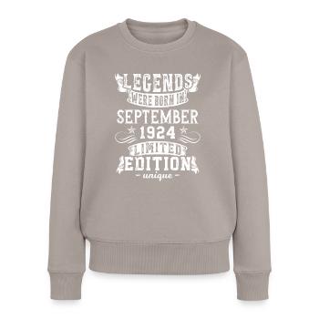 Anniversaire Septembre 1924 année Edition Limitée - Pull Premium bio Femme - taupe - Devant - Julia (174cm)