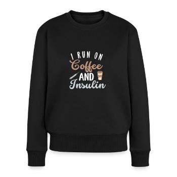 I run on coffee and insulin for everyone - Women's Premium Organic Jumper - black - Front - Julia (174cm)