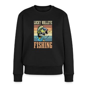Pêche au doré porte-bonheur pour tous les amateurs de pêche - Pull Premium bio Femme - noir - Devant - Julia (174cm)