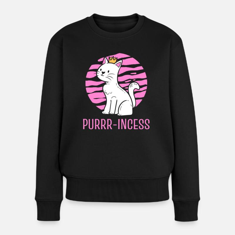 Lustige Katzenprinzessin Katzenliebhaber - Frauen Premium Bio Pullover - Schwarz