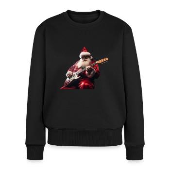 Le Père Noël joue de la guitare pour tout le monde - Pull Premium bio Femme - noir - Devant - Julia (174cm)