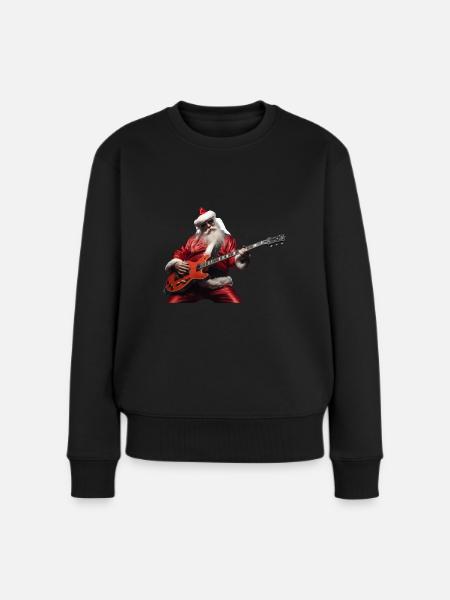 Der Weihnachtsmann Spielt Gitarre Für Alle - Frauen Premium Bio Pullover - Schwarz