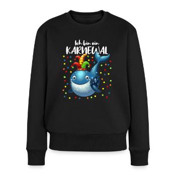 Karneval Wal lustig Konfetti Alaaf Rosenmontag - Frauen Premium Bio Pullover - Schwarz - Vorne - Julia (174cm)