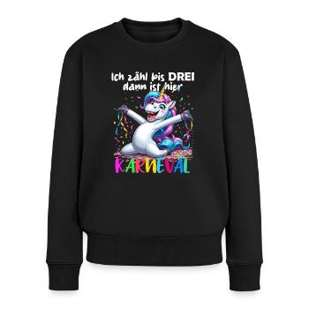 Einhorn Karneval Konfetti Alaaf Helau Party lustig - Frauen Premium Bio Pullover - Schwarz - Vorne - Julia (174cm)