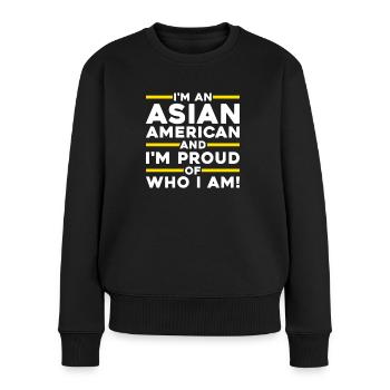 Je suis un Américain d’origine asiatique et j’en suis fier - Pull Premium bio Femme - noir - Devant - Julia (174cm)