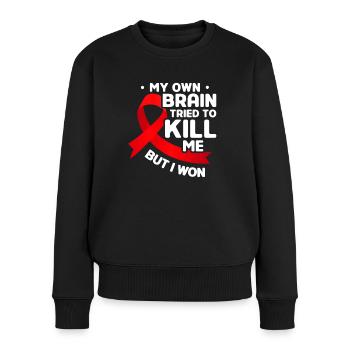 My own brain tried to kill me - Women's Premium Organic Jumper - black - Front - Julia (174cm)