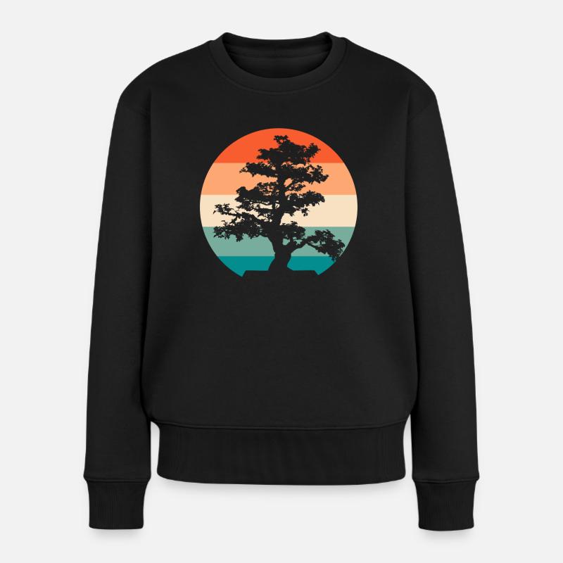 Bonsai-Baum-Vintage Bonsai-Enthusiast - Frauen Premium Bio Pullover - Schwarz