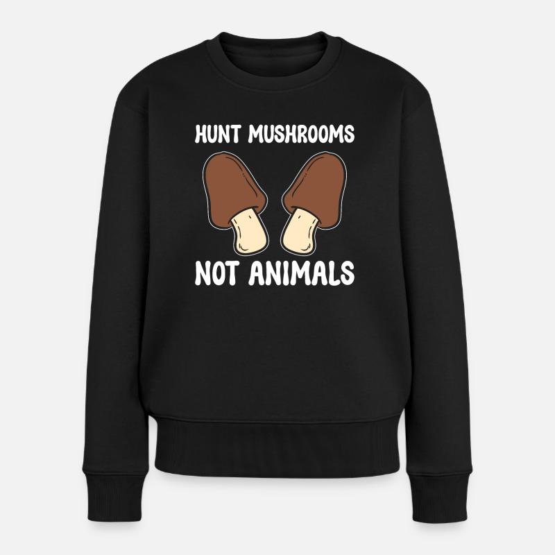 Hunt Mushroom's Not Animals Pilzspezialist - Frauen Premium Bio Pullover - Schwarz